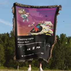 Flashing Lights Music Player Woven Tapestry Throw Blanket flashing lights kanye west woven tapestry throw blanket 4