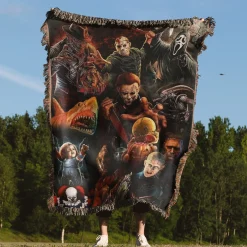 Horror Movie Character Woven Tapestry Throw Blanket horror movie character woven tapestry throw blanket 4