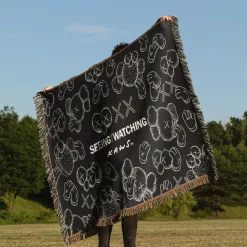 Black Kaws Woven Tapestry Throw Blanket kaws 2 woven tapestry throw blanket 3