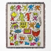 Dancing Figures & Symbols Keith Haring Art Woven Tapestry Throw Blanket