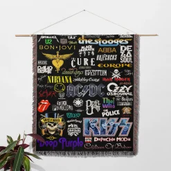 Rock Band Logo Woven Tapestry Throw Blanket rock band 1 woven tapestry throw blanket 2