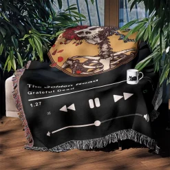 The Golden Road Album Music Player Woven Tapestry Throw Blanket the golden road grateful dead woven tapestry throw blanket 3