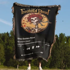The Golden Road Album Music Player Woven Tapestry Throw Blanket the golden road grateful dead woven tapestry throw blanket 4