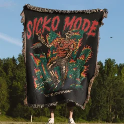 Travis SICKO MODE Album Woven Tapestry Throw Blanket travis scott woven tapestry throw blanket 4