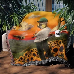 Flower Boy Album Cover Woven Tapestry Throw Blanket tyler the creator woven tapestry throw blanket 3